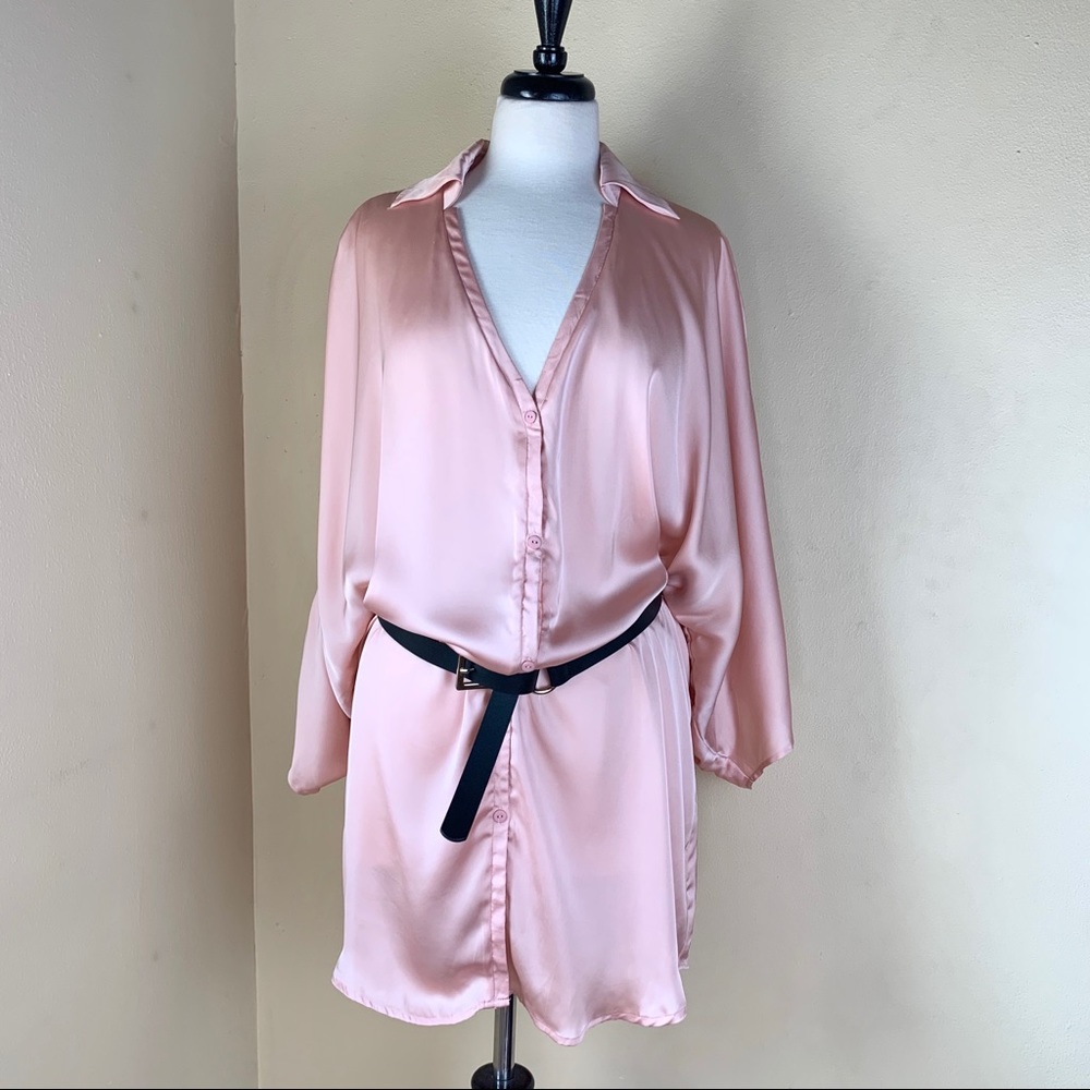 Arden B pink oversized shirtdress Medium